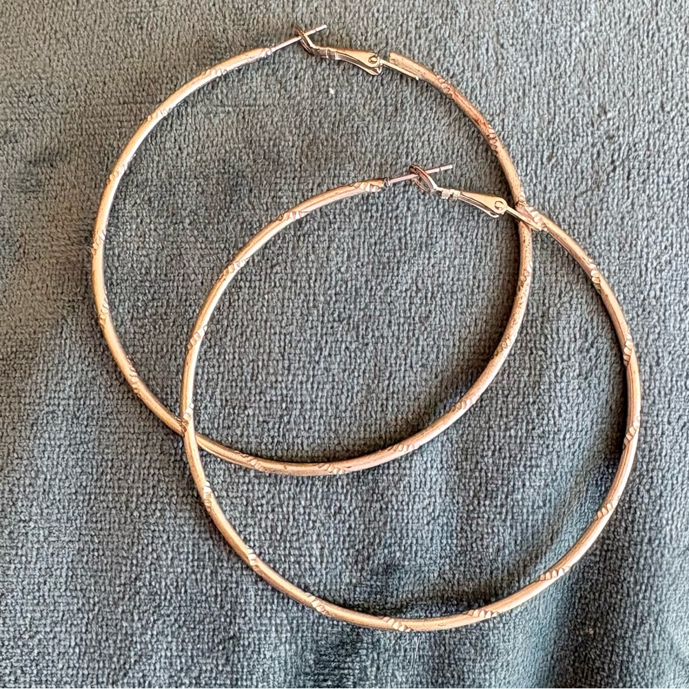 3 FOR $25: 3” Sparkling Silver Hoop Earrings